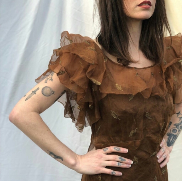 Vintage 1930s Organza Evening Gown - Small 2/4 - Picture 3 of 6